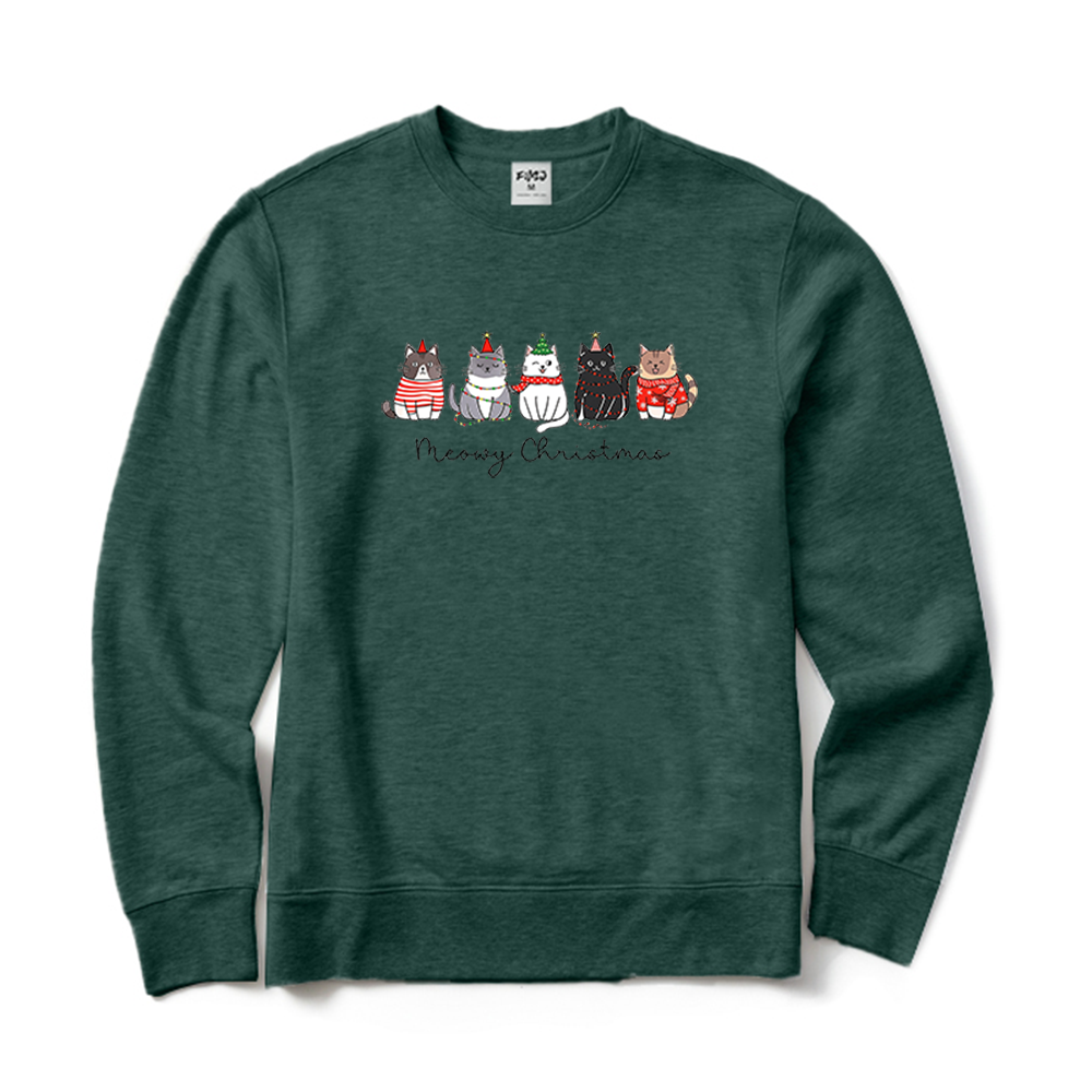 Meowy Christmas Cute Cats Graphic Crewneck Sweatshirt
