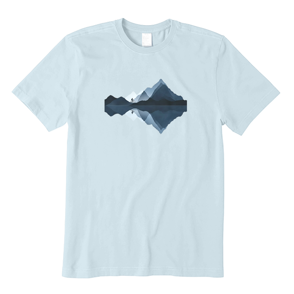 Minimal Mountain Bike Rider Lake Reflection T-shirt