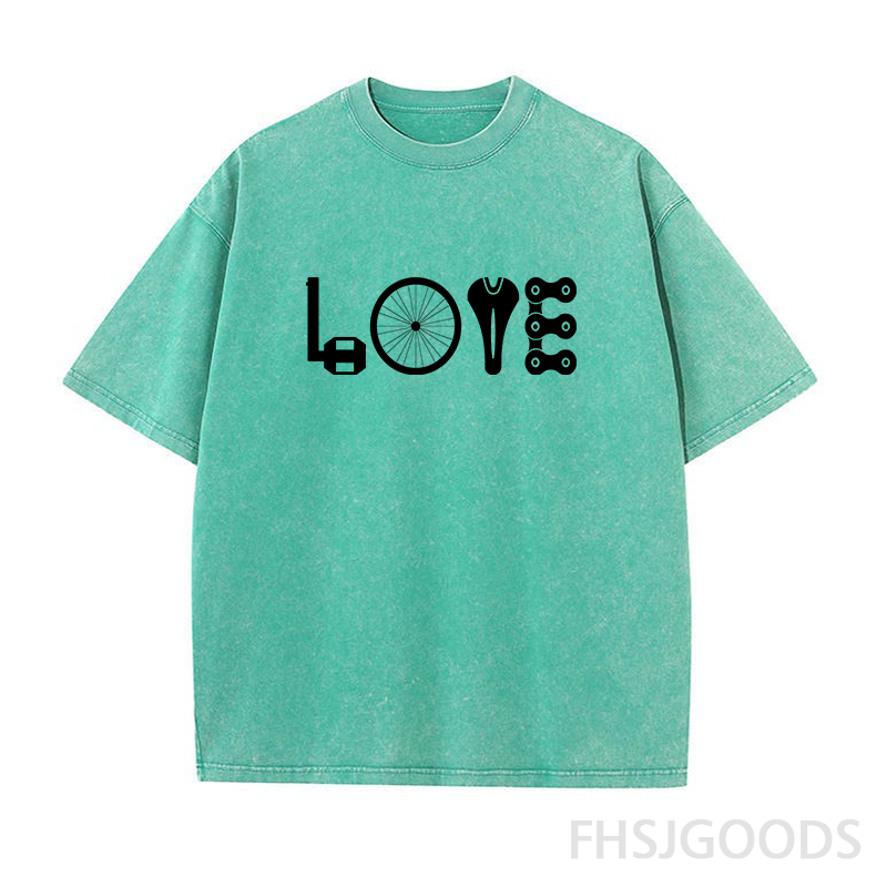 LOVE Spelled Out in Bike Unisex Distressed T-Shirt