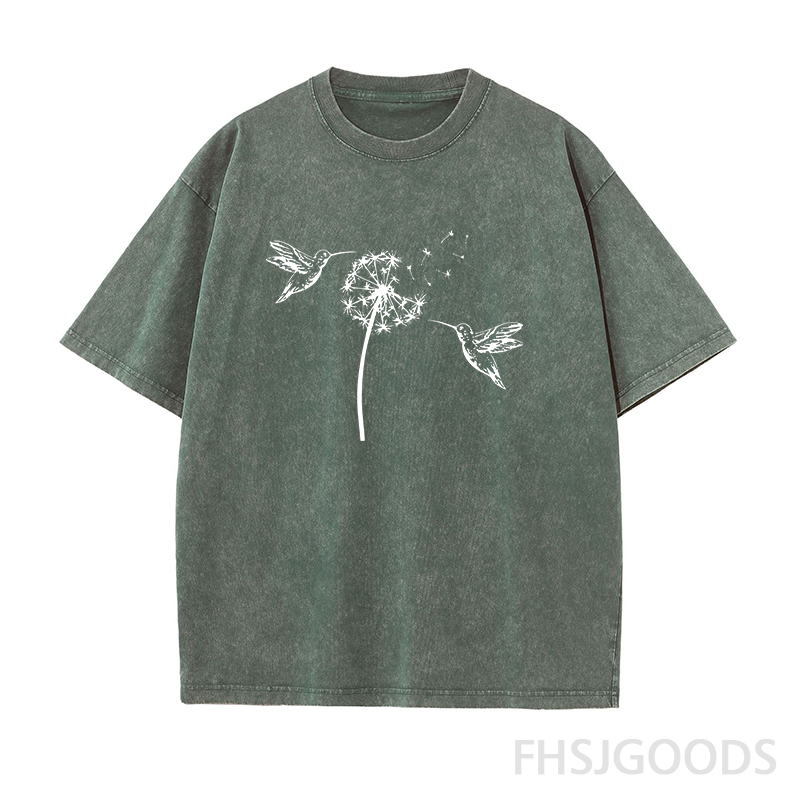Dandelion & Hummingbirds Unisex Distressed T-Shirt