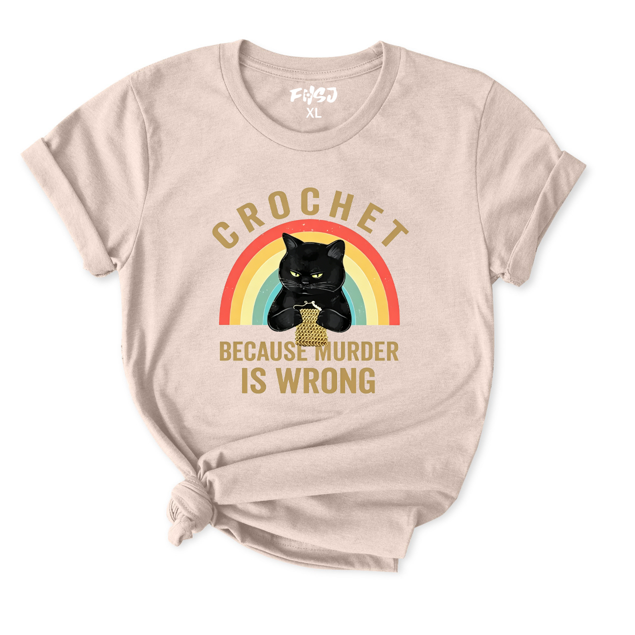 Black Cat Crochet T-Shirt for Women