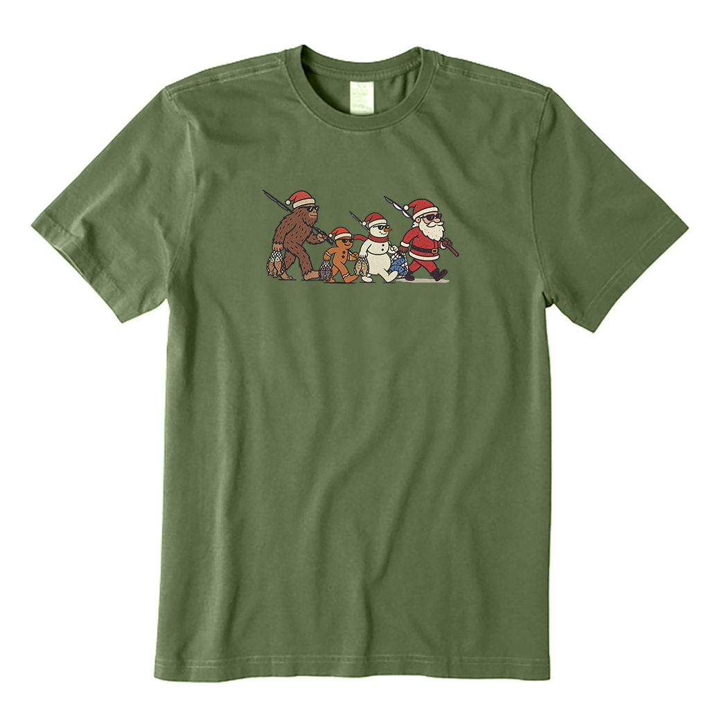 Bigfoot Santa Fisherman T-Shirt