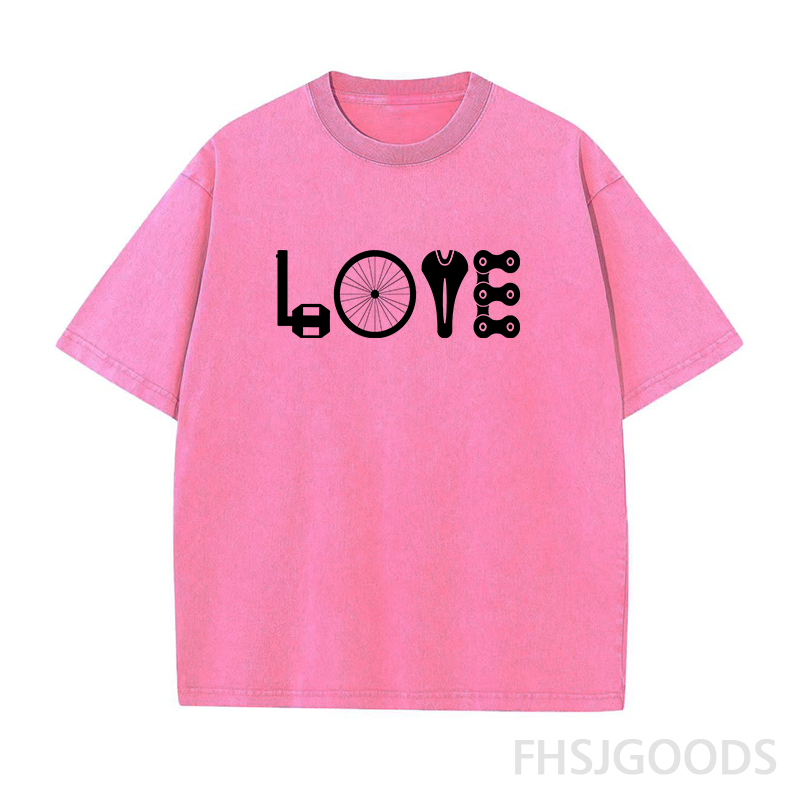 LOVE Spelled Out in Bike Unisex Distressed T-Shirt