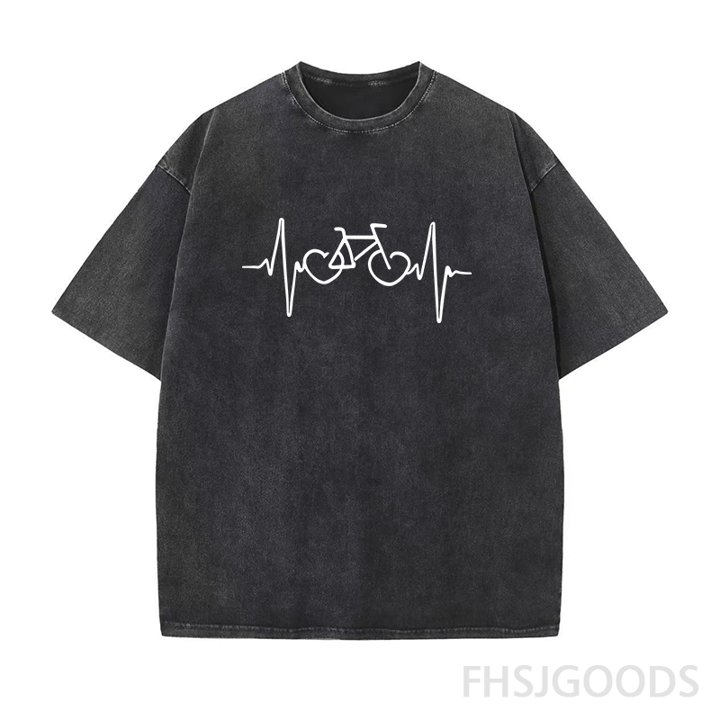 Bike EKG Cycling Unisex Distressed T-Shirt