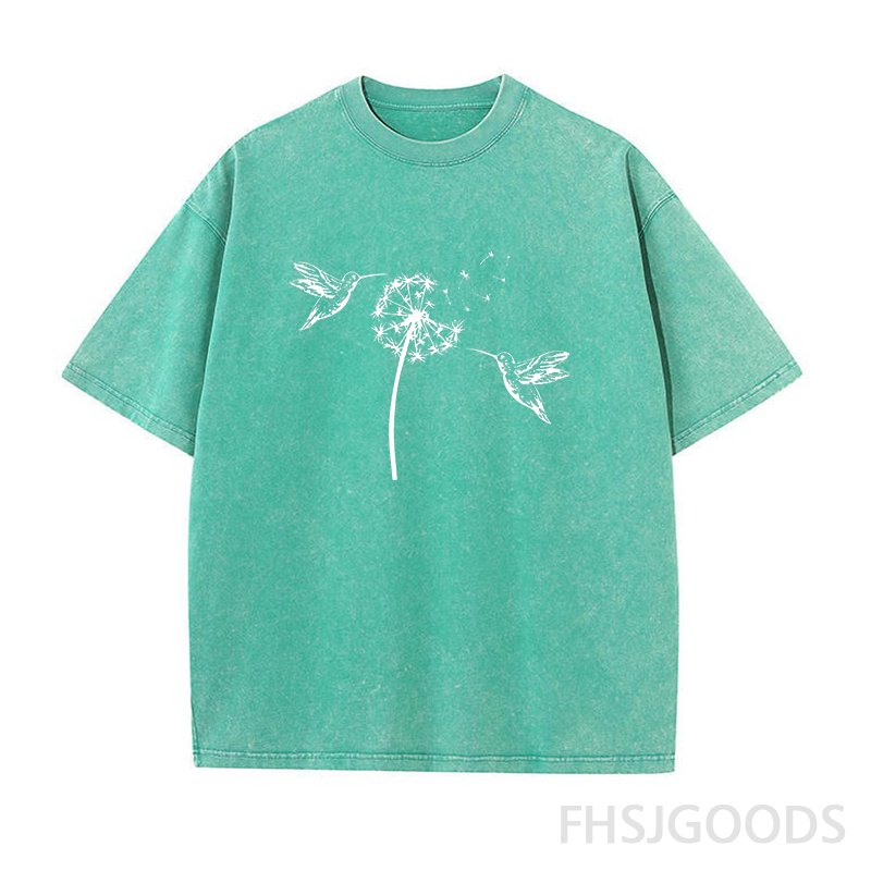 Dandelion & Hummingbirds Unisex Distressed T-Shirt
