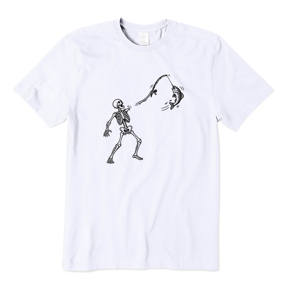 Retro Skeleton Fishing T-Shirt