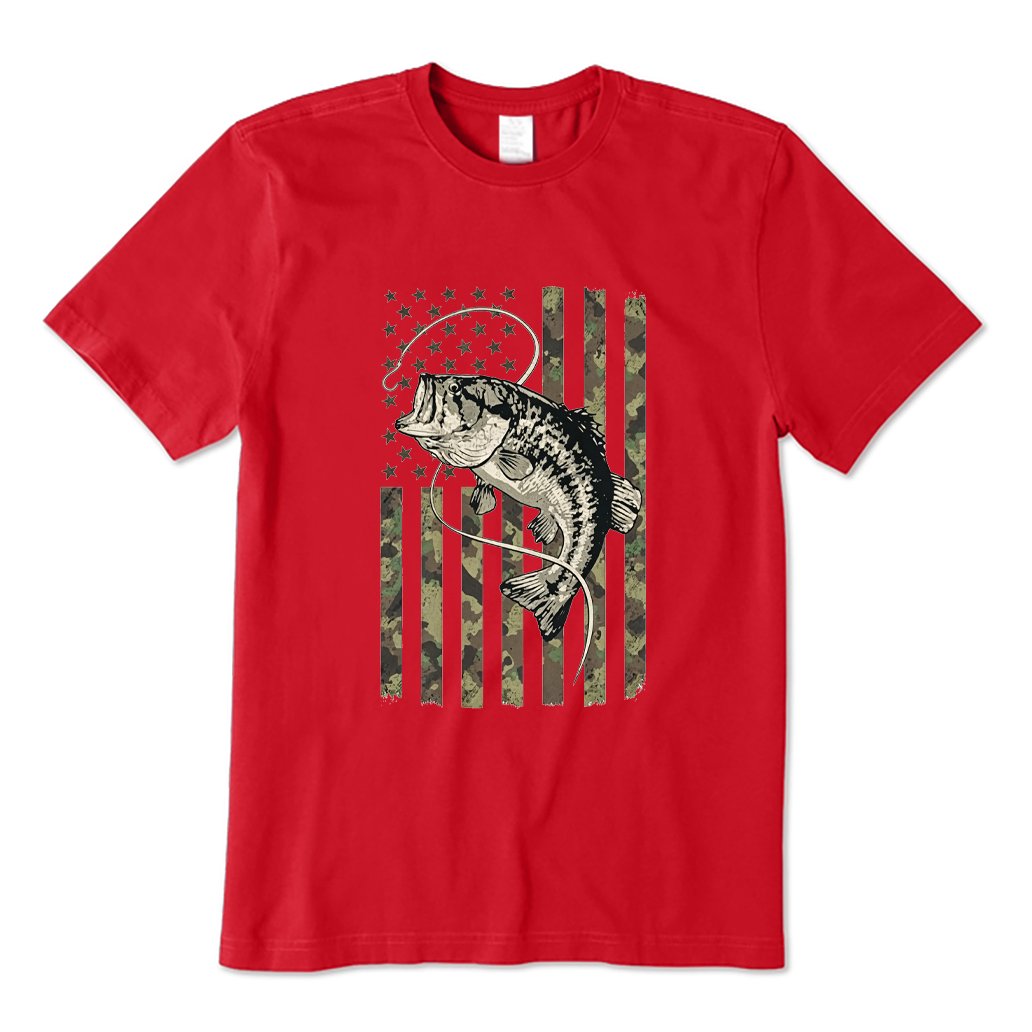 Fishing Camo American Flag T-shirt