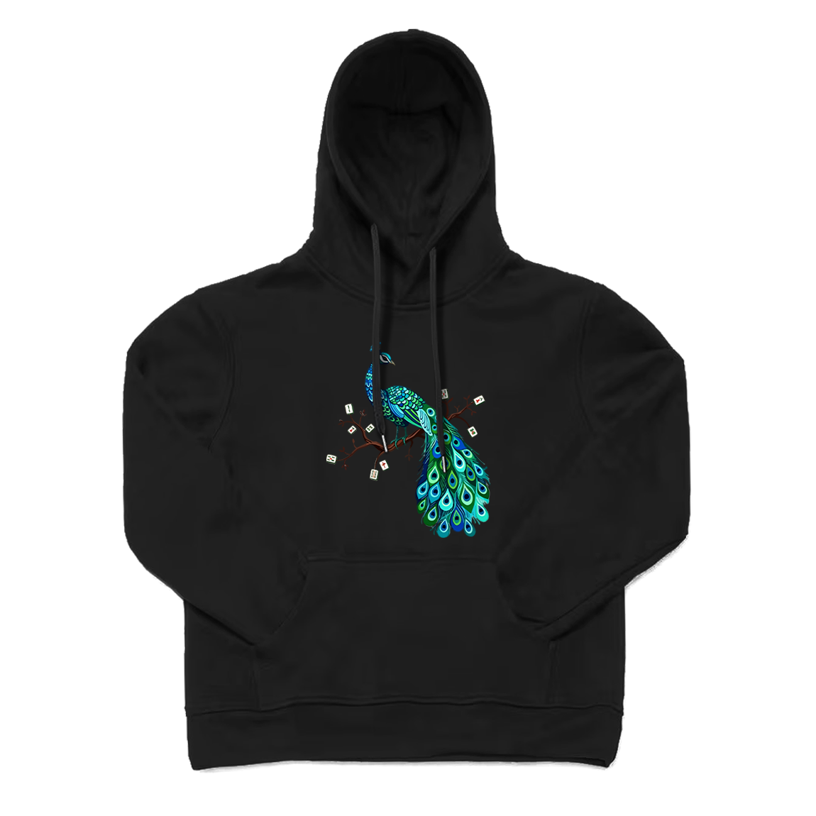 Mahjong Bird on Tile Branch Hoodie