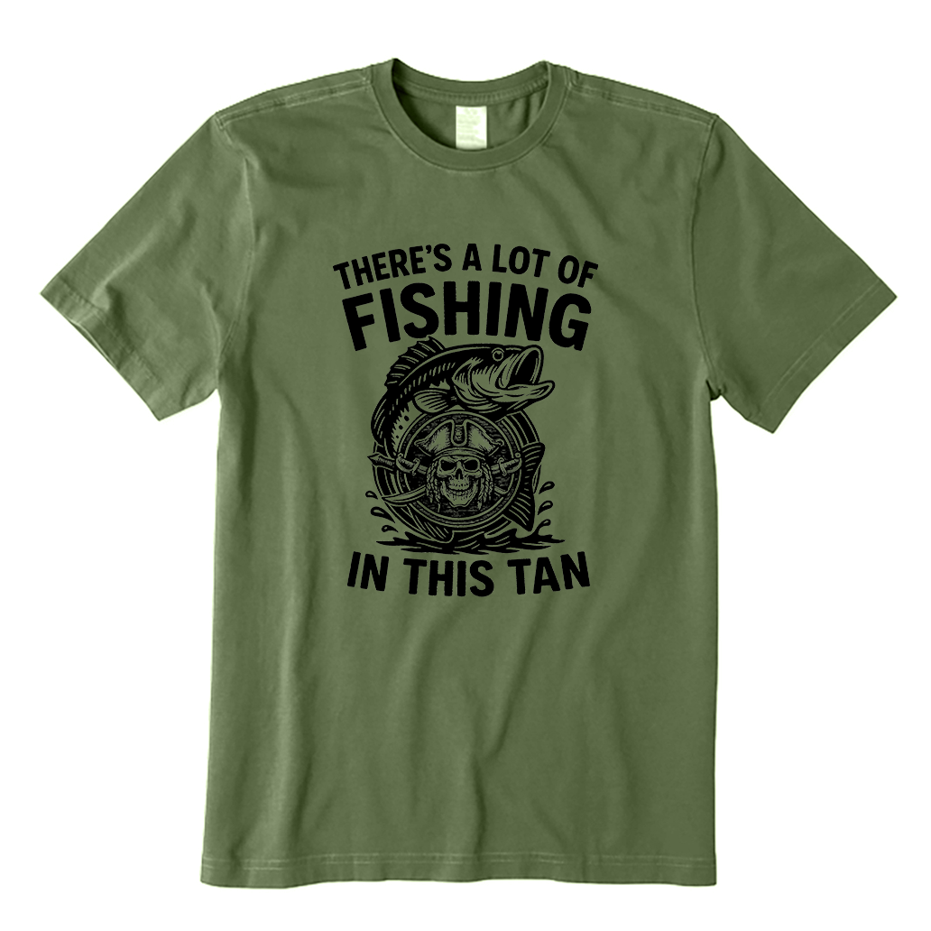 There's A Lot of Fishing In this Tan T-Shirt