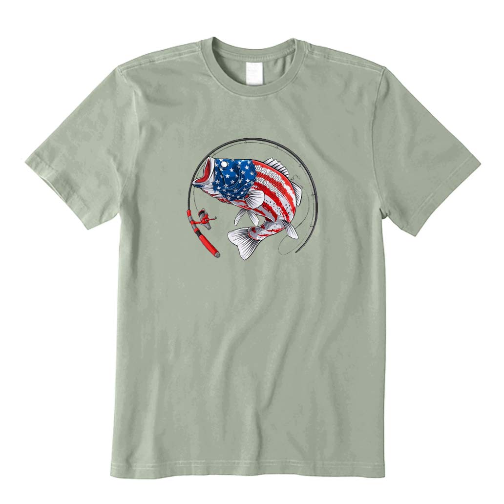 American Flag Bass Fishing T-Shirt