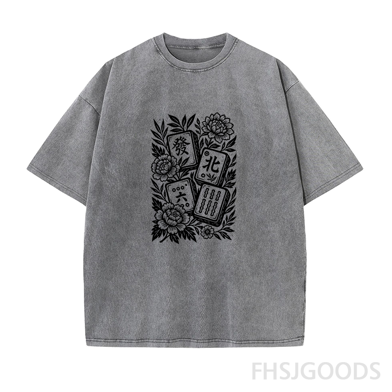 Floral Mahjong Unisex Distressed T-Shirt