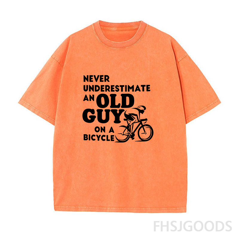 Never Underestimate An Old Guy on A Bicycle Unisex Distressed T-Shirt