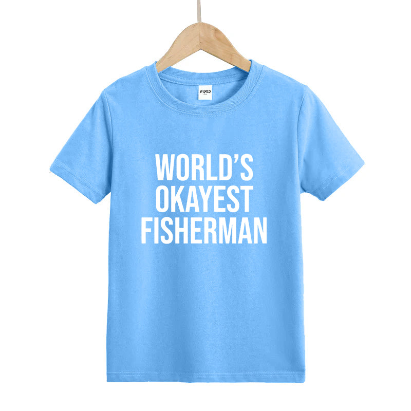 World's Okayest Fisherman Rod Kids T-Shirt
