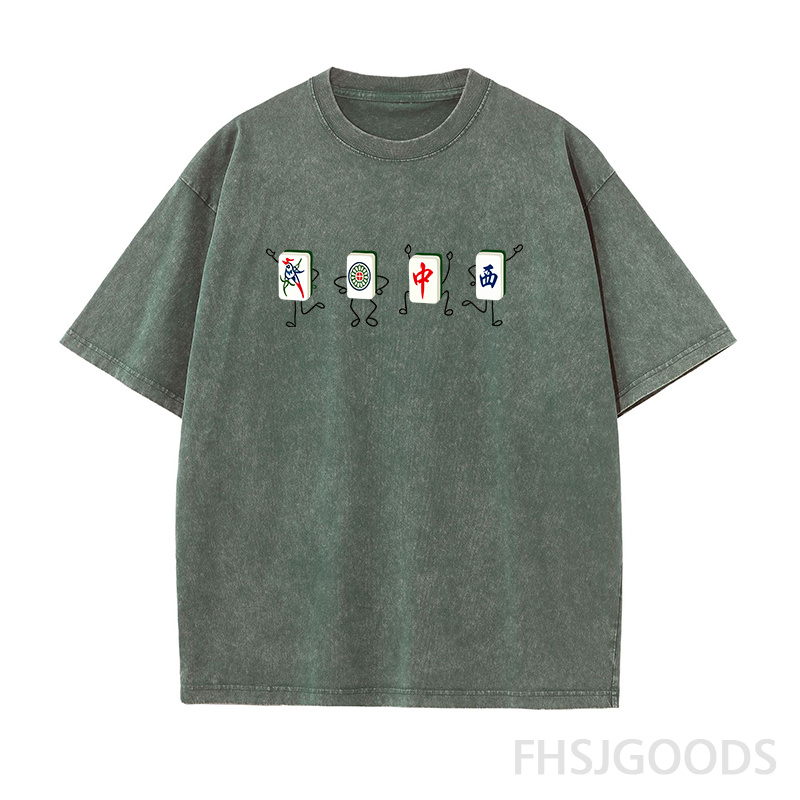 Funny Dancing Mahjong Unisex Distressed T-Shirt
