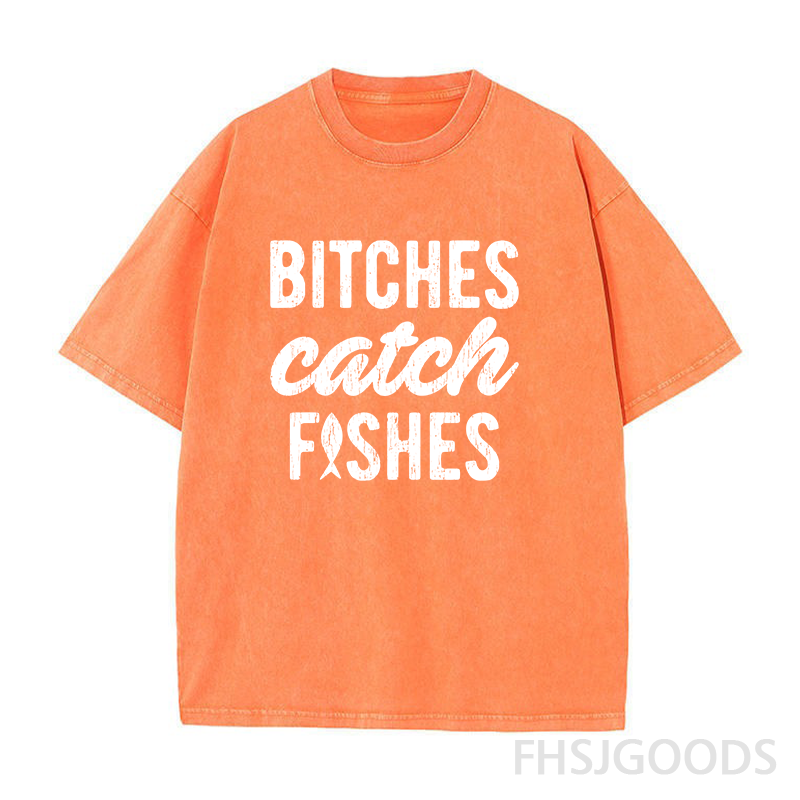 Bitches Catch Fishes Unisex Distressed T-Shirt