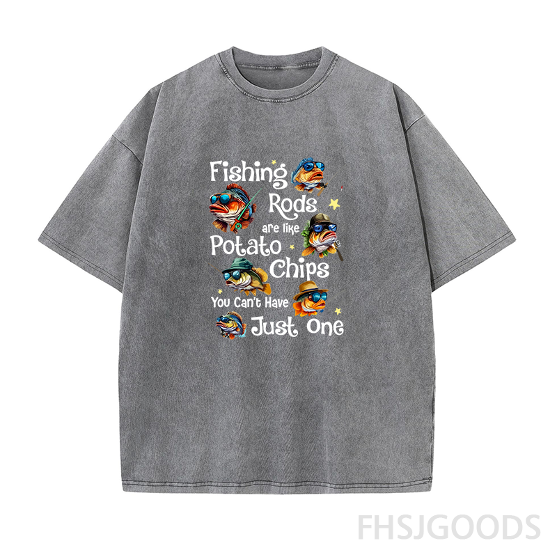 Fishing Rods Are Like Potato Chips, You Can't Have Just One Unisex Distressed T-Shirt