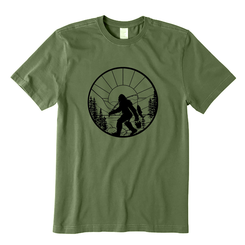 Funny Bigfoot Fishing T-Shirt