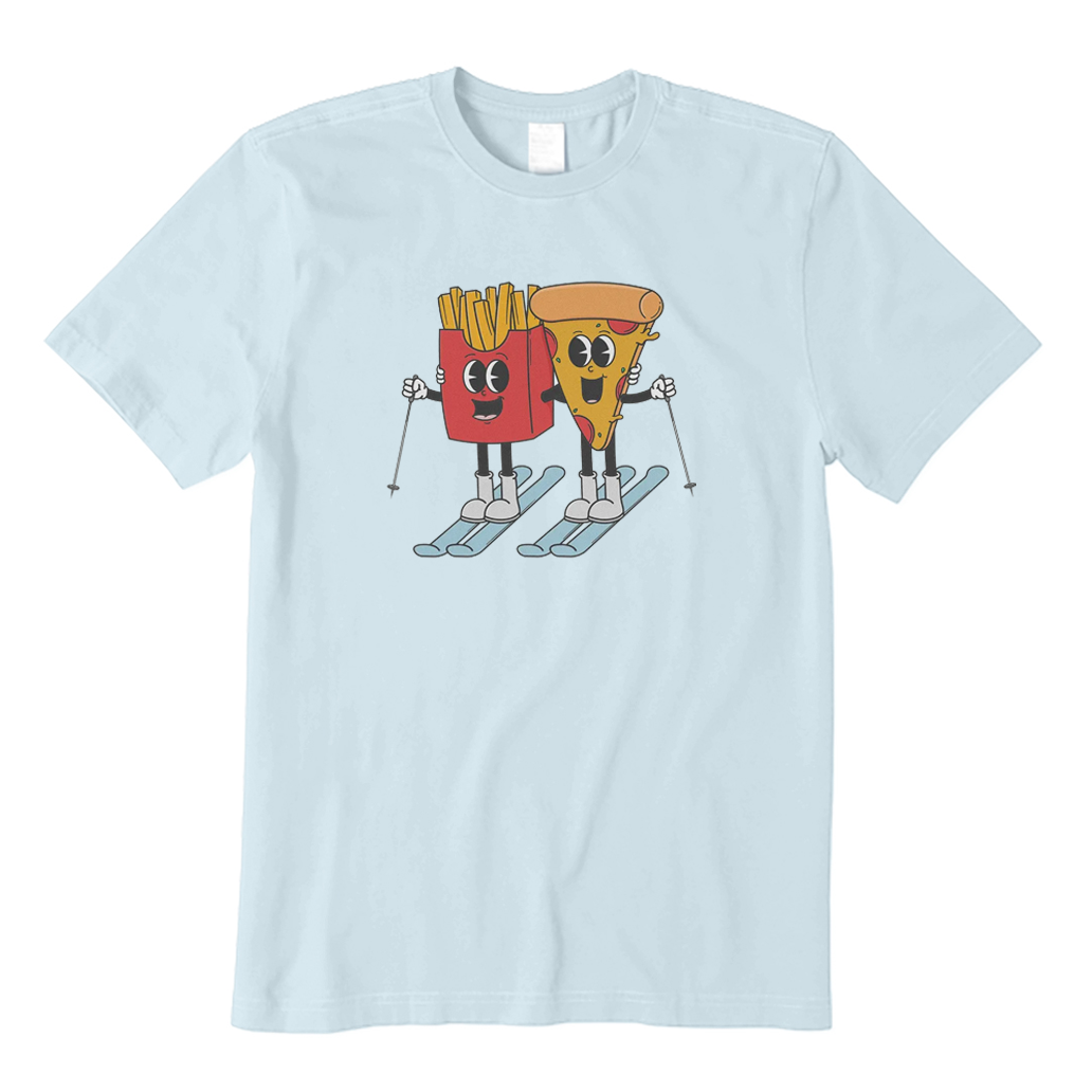 Pizza and French Fry Skiing T-shirt