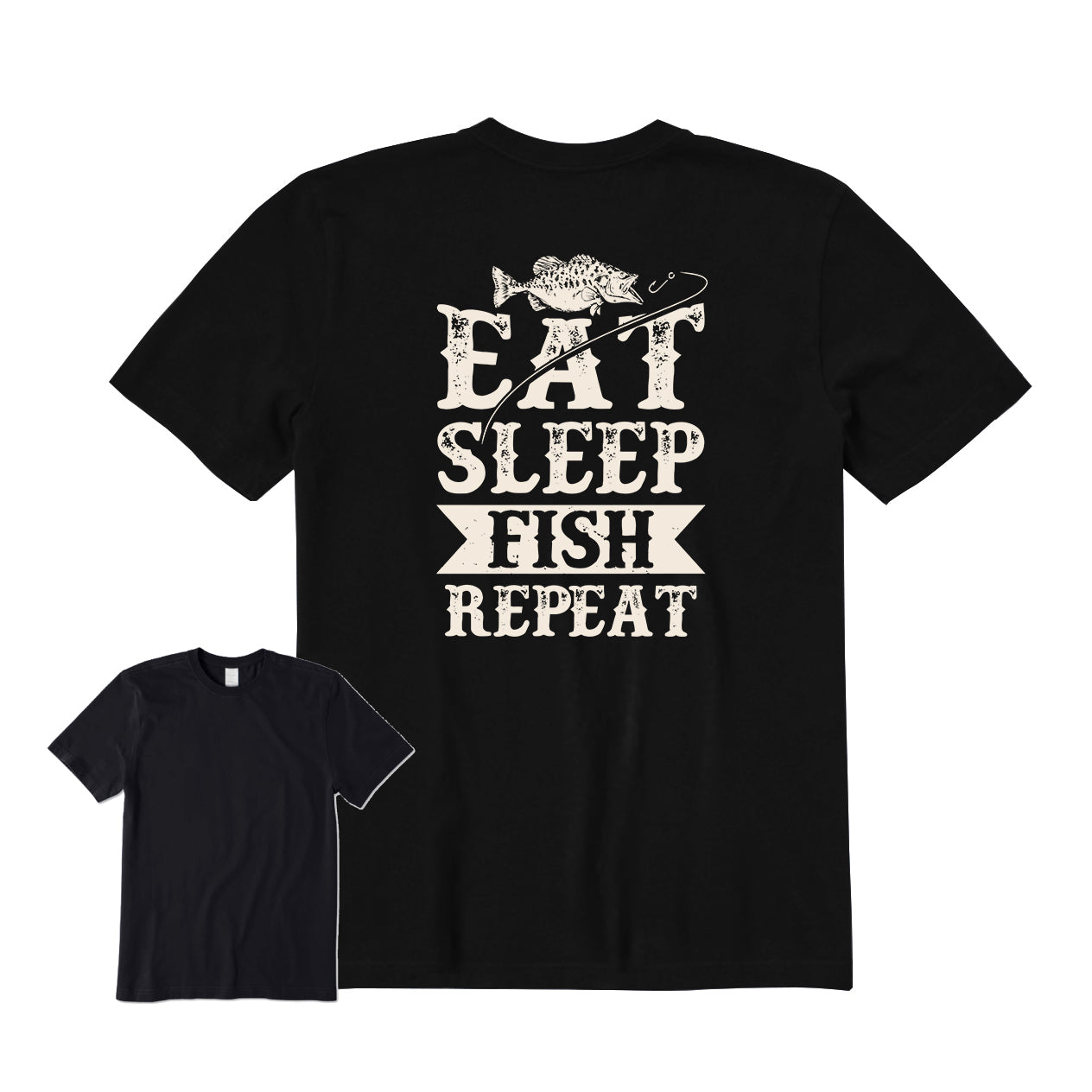 Eat Sleep Fish Repeat Back Graphic T-Shirt