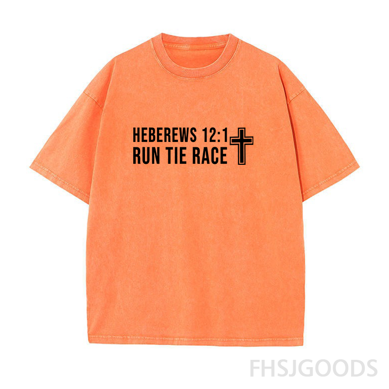 Run The Race Hebrews 12:1 Unisex Distressed T-Shirt