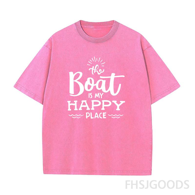 The Boat Is My Happy Place Unisex Distressed T-Shirt