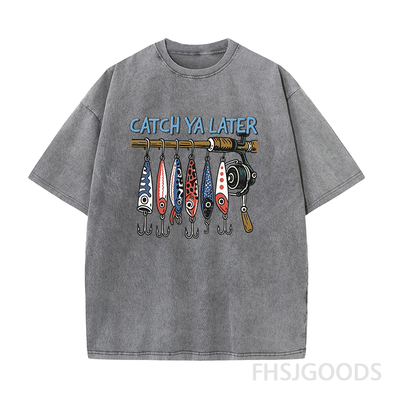 Catch Ya Later Fishing Unisex Distressed T-Shirt