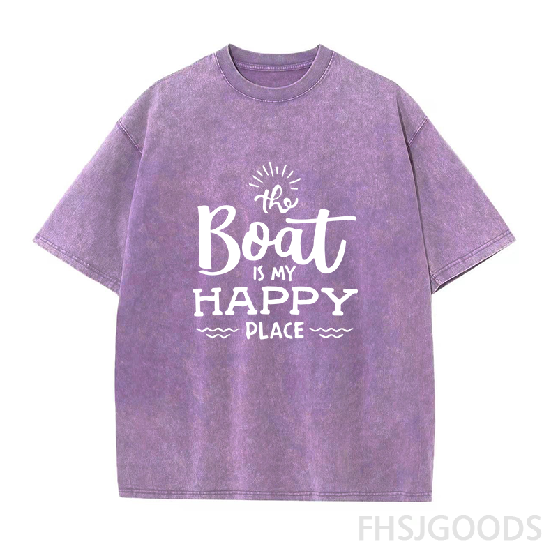 The Boat Is My Happy Place Unisex Distressed T-Shirt