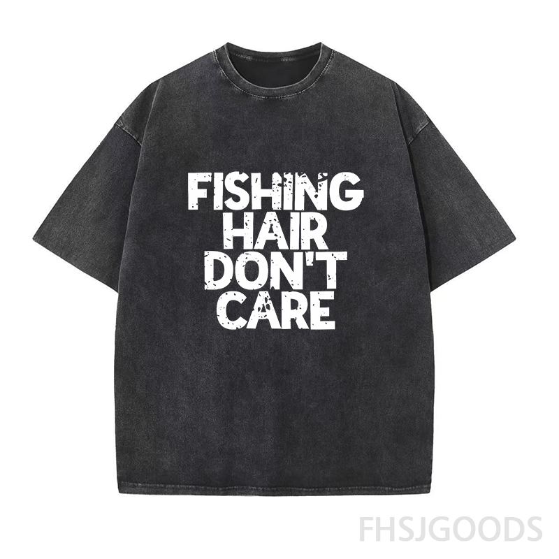 Fishing Hair Don't Care Unisex Distressed T-Shirt