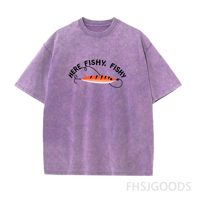 Here Fishy Fishy Unisex Distressed T-Shirt