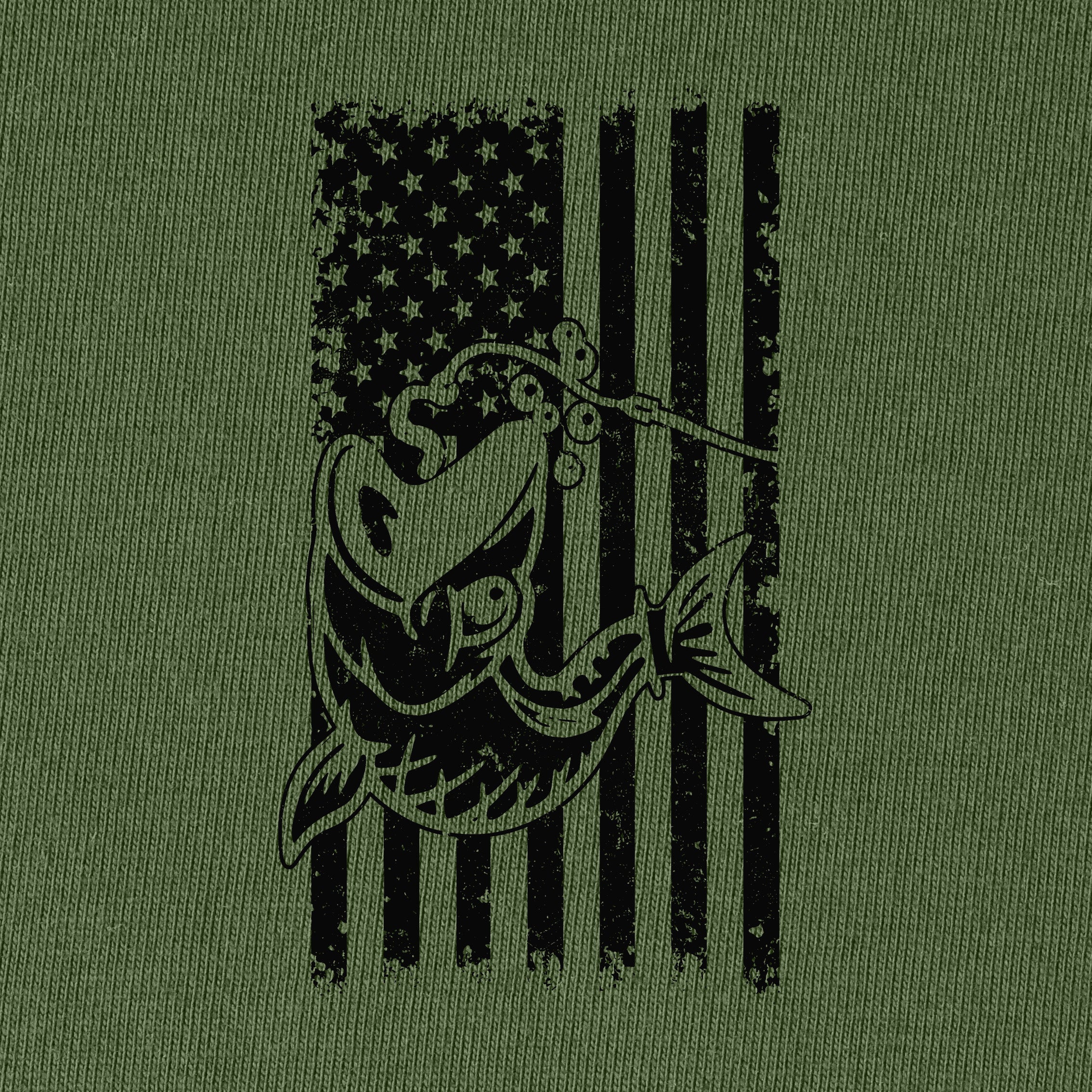 Bass Fish American Flag T-Shirt