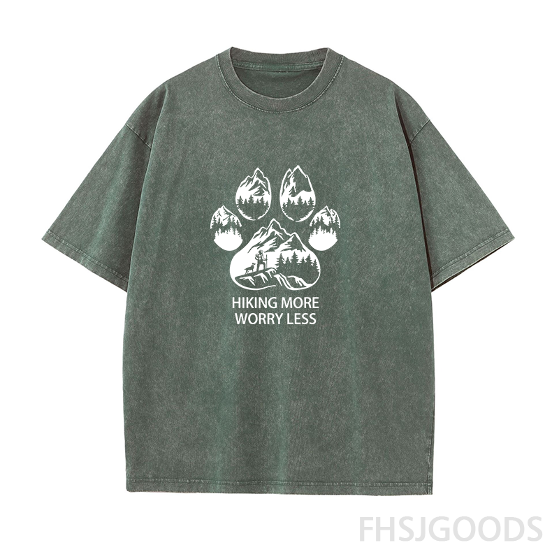 Hiking More Worry Less Unisex Distressed T-Shirt