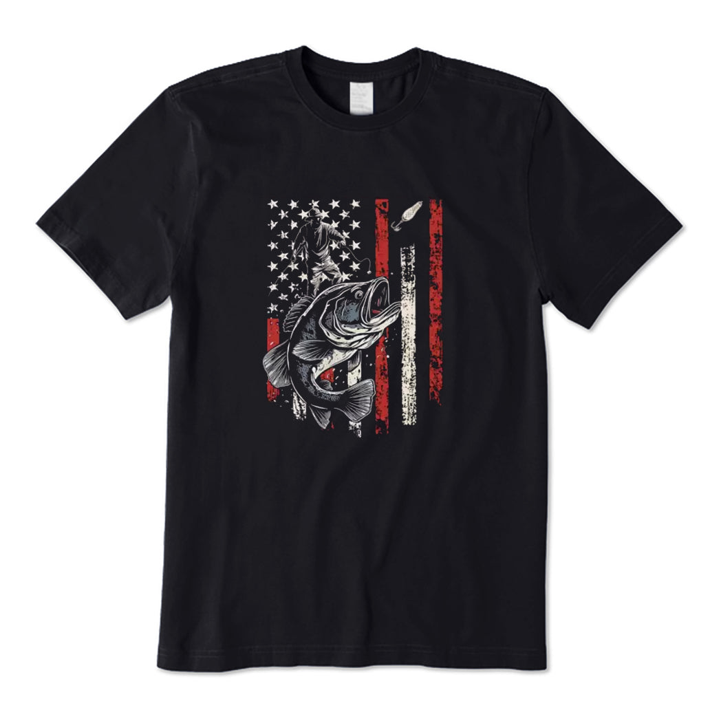 Fisherman and American Flag T-Shirt