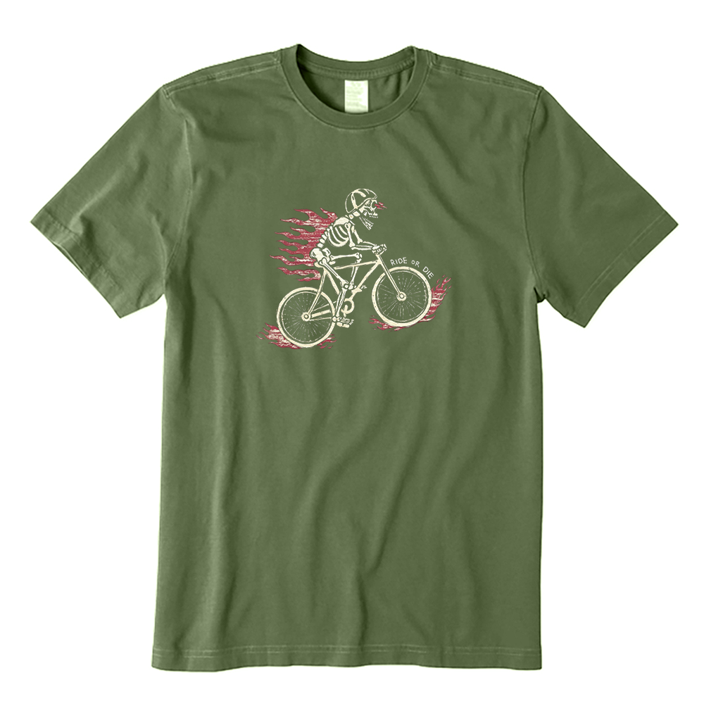 Flaming Skeleton Bicycle Graphic T-Shirt