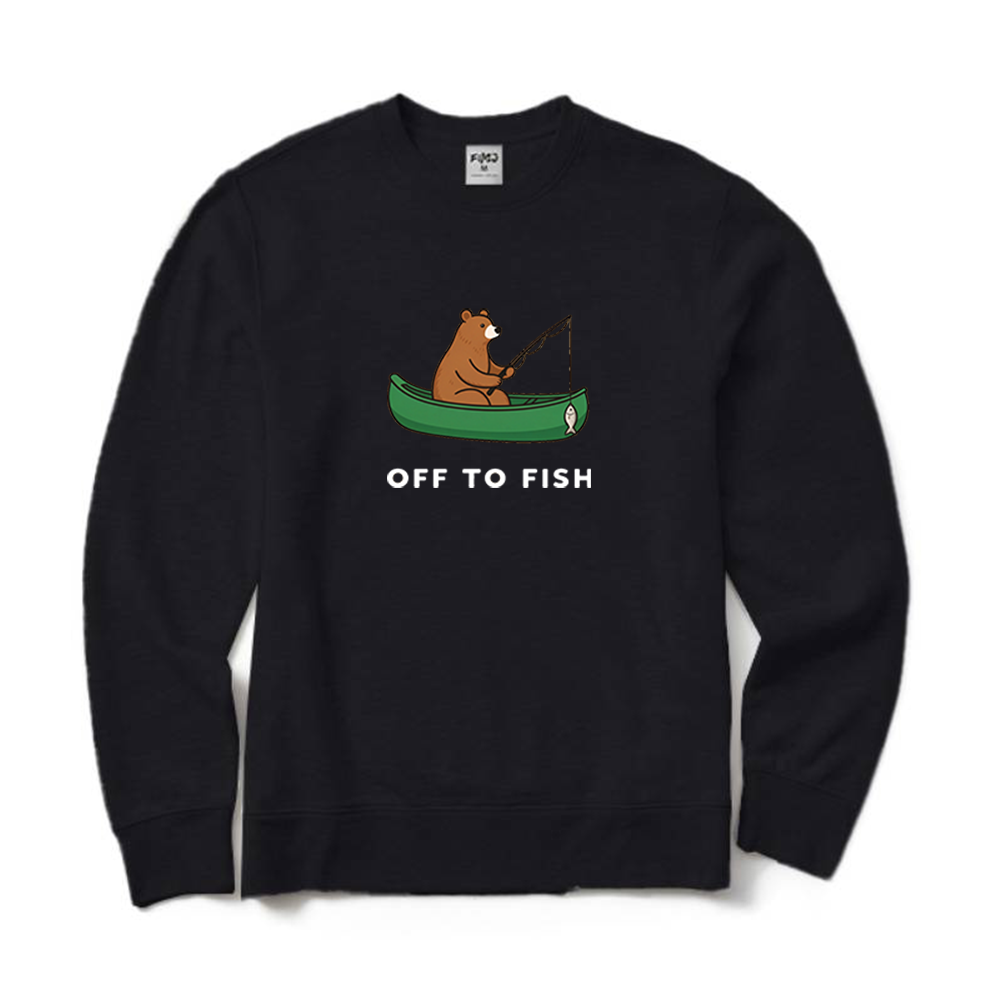 Bear Off To Fish Fishing Crewneck Sweatshirt