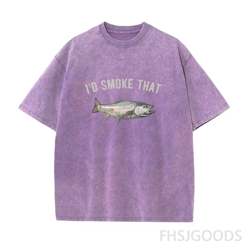 I'd Smoke That Salmon Fishing Unisex Distressed T-Shirt
