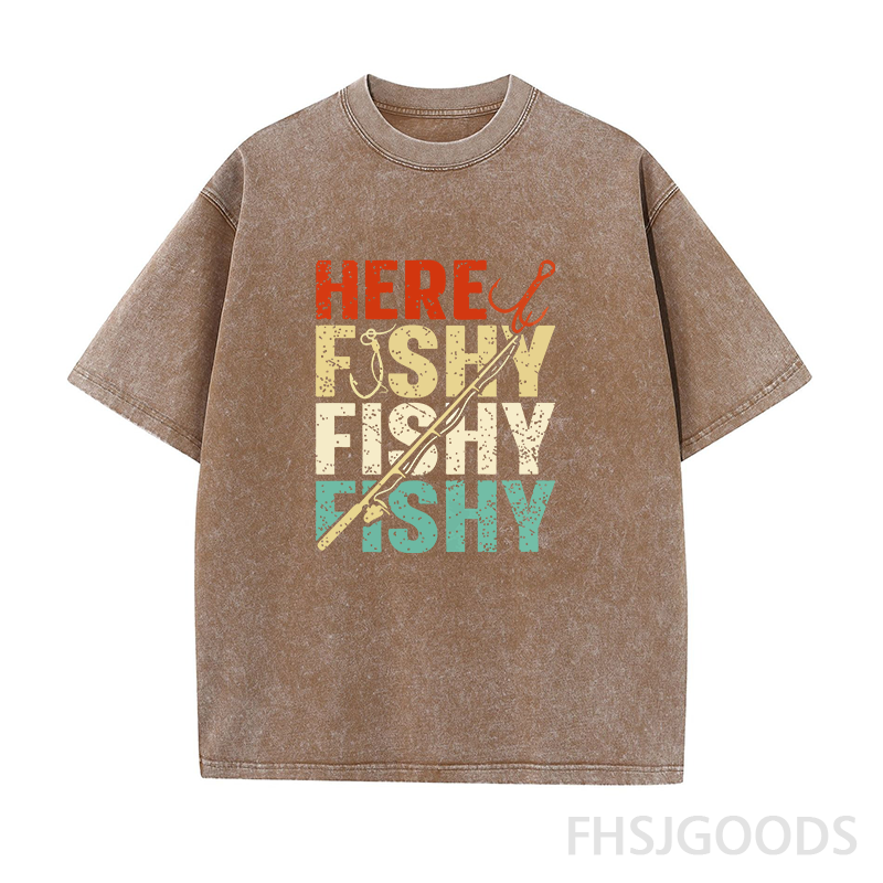 Here Fishy Fishy Fishy Unisex Distressed T-Shirt