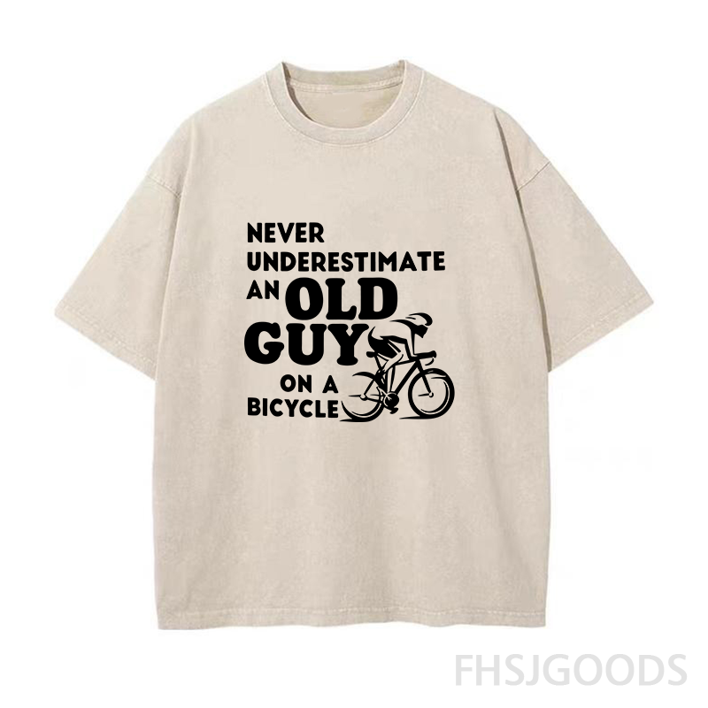 Never Underestimate An Old Guy on A Bicycle Unisex Distressed T-Shirt