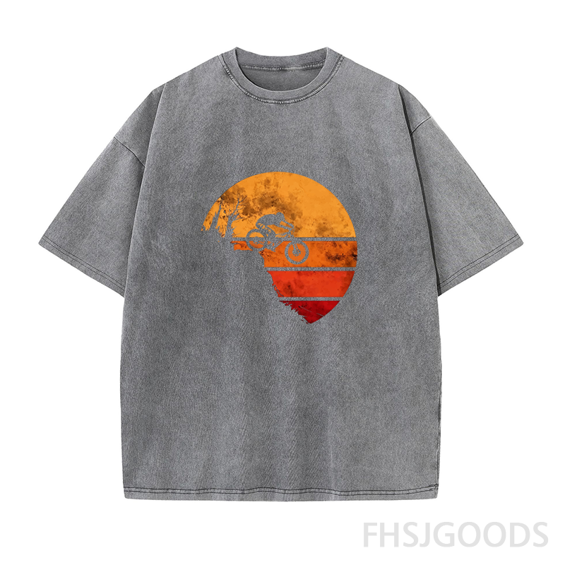 Retro Mountain Bike Unisex Distressed T-Shirt