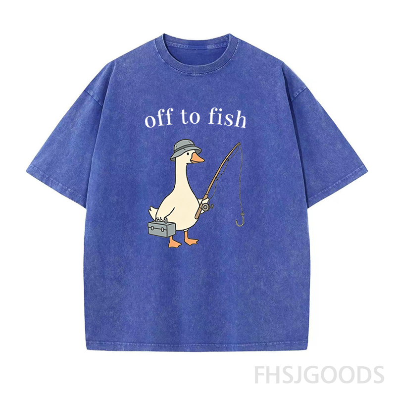 Off To Fish Goose Unisex Distressed T-Shirt