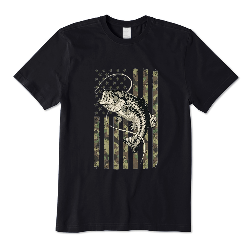 Fishing Camo American Flag T-shirt
