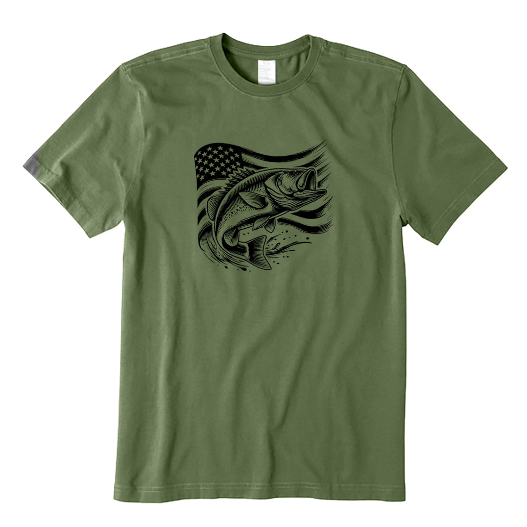 Bass Fishing USA Flag T-Shirt