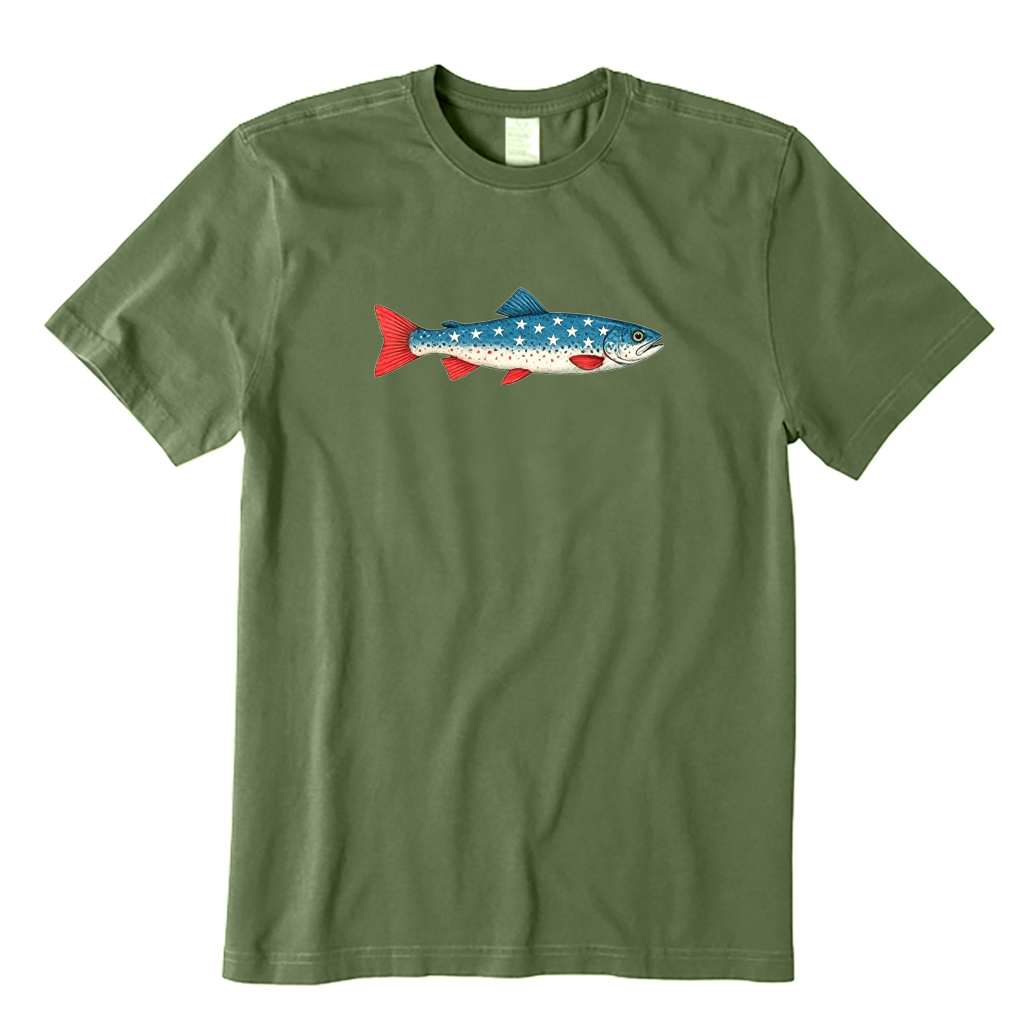 4th of July American Flag Trout T-shirt