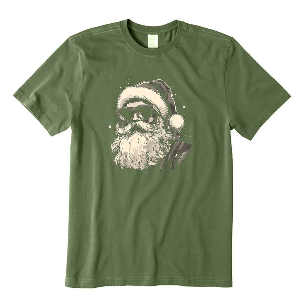 Santa Face Sunglasses Christmas T-Shirt