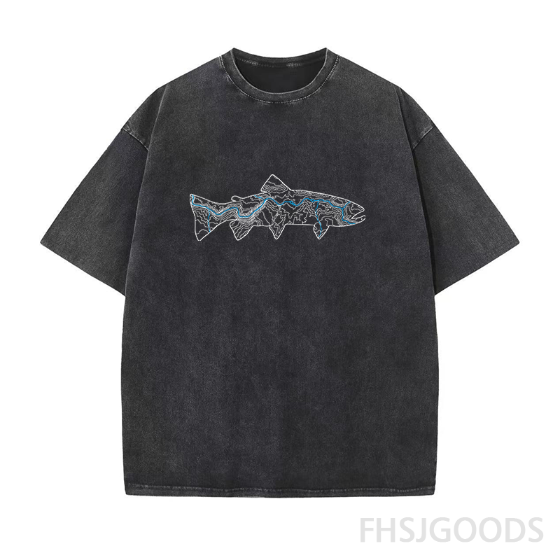 Green River Topographic Trout Unisex Distressed T-Shirt