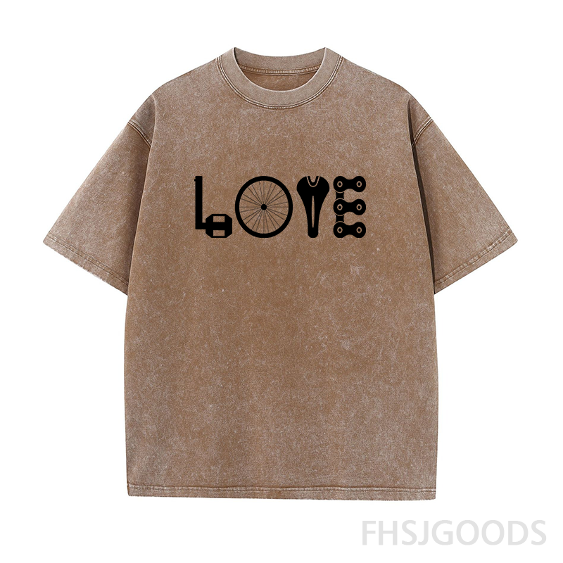 LOVE Spelled Out in Bike Unisex Distressed T-Shirt