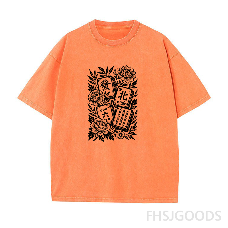 Floral Mahjong Unisex Distressed T-Shirt
