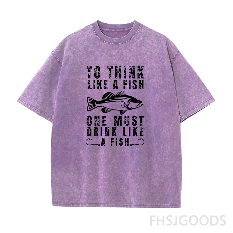 To Think Like A Fish One Must Drink Like A Fish Unisex Distressed T-Shirt