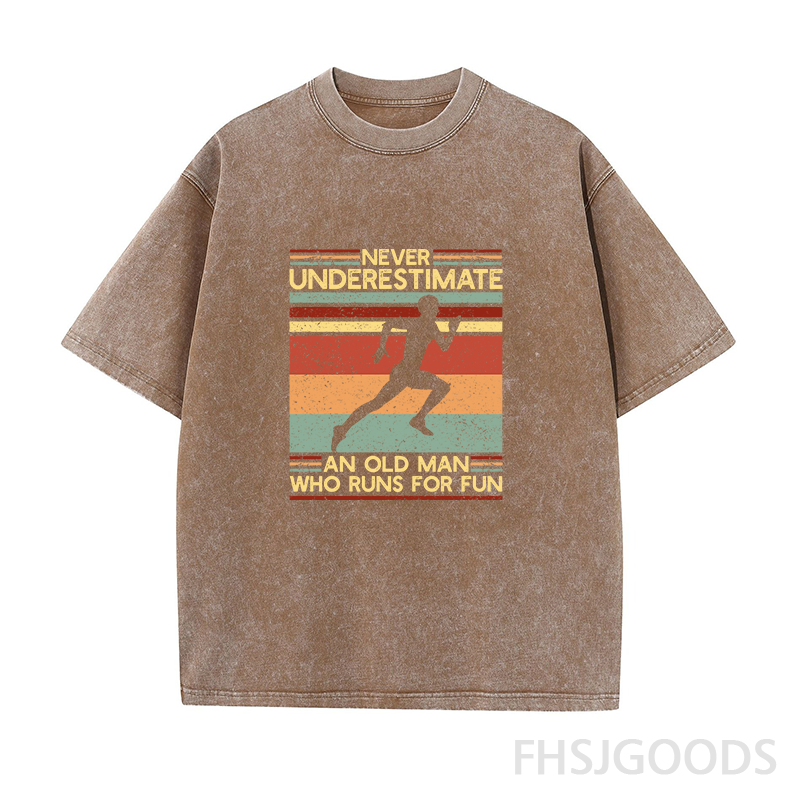 Never Underestimate An Old Man Who Runs for Fun Unisex Distressed T-Shirt