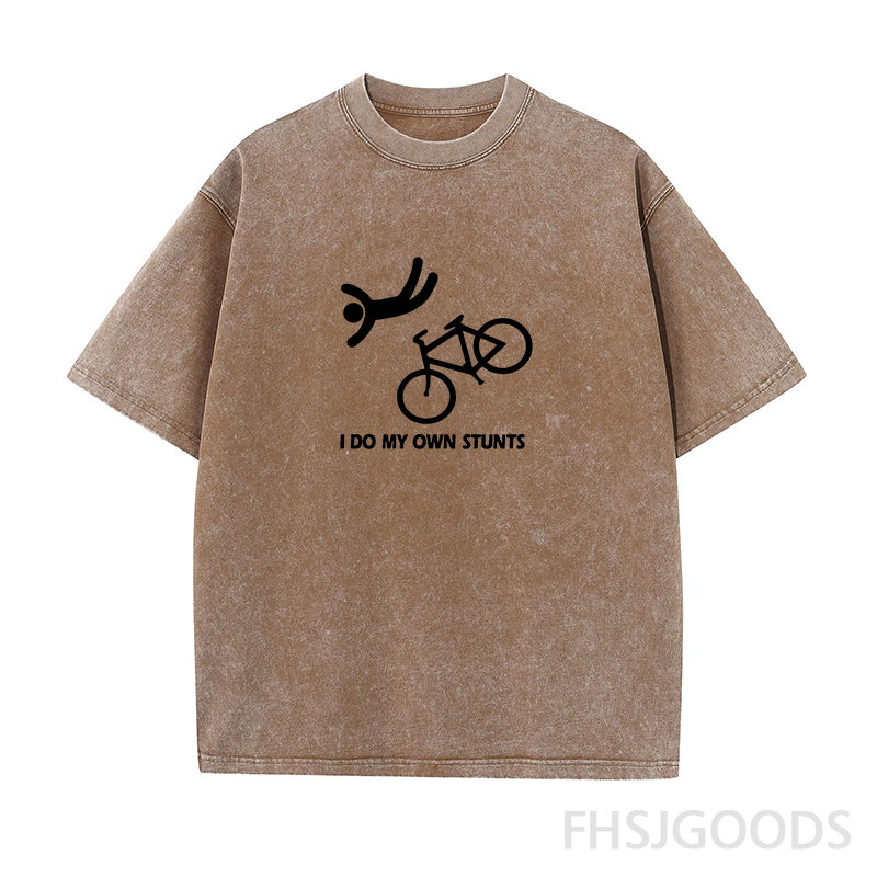 Funny Bike Stunt Unisex Distressed T-Shirt