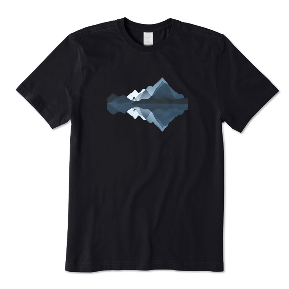 Minimal Mountain Bike Rider Lake Reflection T-shirt